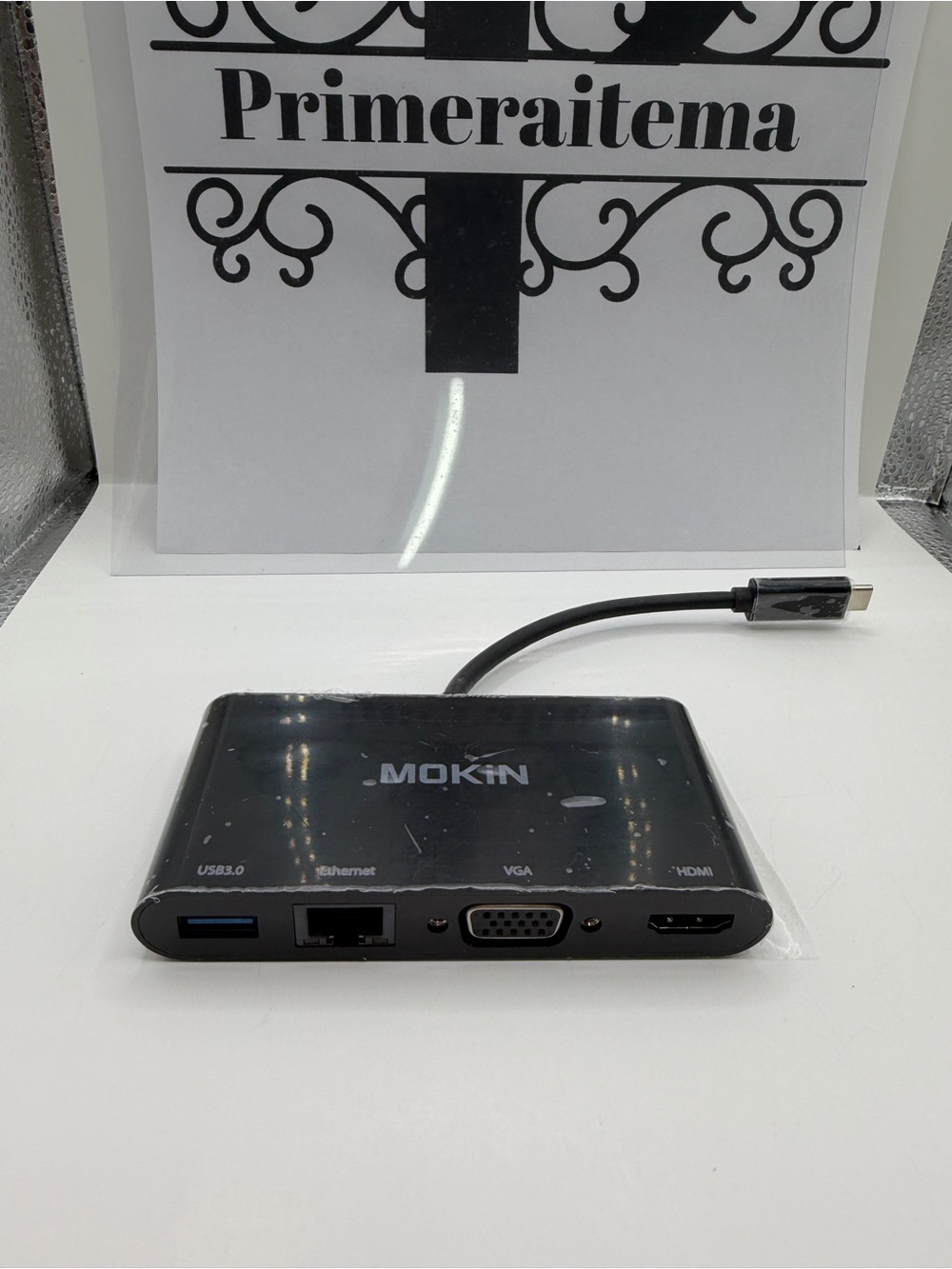 Black USB-C Multiport Adapter with HDMI, VGA, Ethernet & USB 3.0